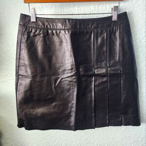 DKNY CITY LEATHER skirt lined freestyle Academia preppy gothic